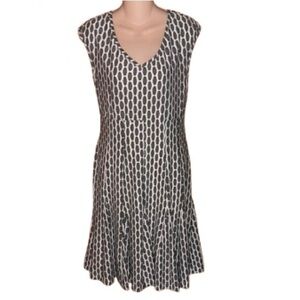 Taylor Black and White Pleated Midi Dress